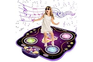 KIZJORYA Tappeto Musicale Gioco Bambini 3 4 5 6 7 8 9 10 11 12 Anni, 9 Strati Tappeto Musicale con Bluetooth, Gioco di Danza Illuminato, Tappetino Musicale Giochi Regali Bambina Bambini 3+ Anni