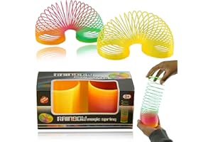 HOVUK 2 grandi giocattoli arcobaleno primaverili per bambini, fidget toy e riempitivo per sacchetti per feste, unisex, molle rimbalzanti con molla magica gialla, accessori per festival, regali dai 3 anni in