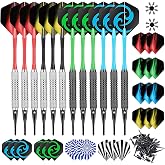 CareGames 12 Plastic Tip Darts for Electronic Dartboards, Professional Electronic Dartboard Darts + 24 8 Pattern Feathers+50