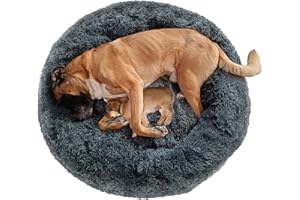 QOFLY Donut-Design legowisko dla psa, Ø 80 cm, okrągła poduszka dla psa, sofa dla kota, poduszka dla psa, kosz, puszyste legowisko dla dużych, średnich i małych psów