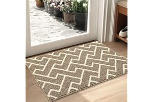 Biscpro Indoor Door Mats,50x80cm Door Mat Non Slip Backing,Dirt Trapper Mat Absorbent Non-Slip Doormat for Entrance,Inside,Kitchen,Front Back Door,Pets and Garden-Beige