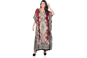 Shah Crafts. Women Kaftan Tunic Kimono Long Maxi Party Dress for Loungewear Holidays Nightwear Beach Cover Up Caftans Free Size