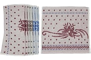 Ilkadim Export Set of 8 Face Cloths 100% Cotton 30 x 30 cm Assorted Colours (Flower Dots)
