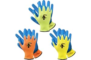 Donfri - Lot de 3 paires de gants de jardin - Pour enfant de 9 à 12 ans - Gants de sécurité - Pour travaux ménagers quotidiens - Pour la peinture, les activités de plein air