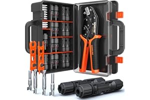 SOMELINE Set di Fotovoltaico per 2,5/4/6mm² Cavo Solare, con 12 Paia Connettori Pannelli Solari + Pinza Crimpatrice + 1 paio di chiavi solari, Pinza Connettori Fotovoltaico, Kit Attrezzi Elettricista