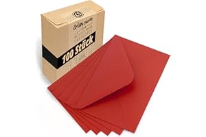 Japun - sobres (100 piezas) de papel, sobre sin ventana - DIN C5-220 x 156 mm - rojo