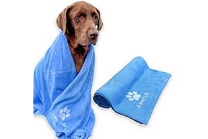 A Woof Life Large Premium Microfibre Dog Towel. Super Absorbent, Soft, Fast Drying with 400 GSM. Pawfect Dog Drying Towel for you and your pooch Grey 125cm x 75cm.