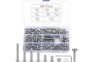 SIGULIKEJI Lot de 328 vis M5 à six pans creux - Vis filetées à tête bombée avec écrous et rondelles - Assortiment de vis en acier inoxydable