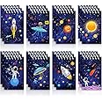 24 Pieces Outer Space Galaxy Mini Notepads, Science Astronaut Rocket Memo Spiral Tiny Notebooks Teacher Classroom Reward Supply for Boys Girls Solar System Planet Birthday Theme Party Favor