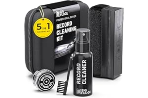 Big Fudge 5-in-1-Reinigungsset für Vinyl Schallplatten - Schallplatten Reinigung mit weicher Samtbürste Stylus Gel Reinigungslösung & Tasche - Professioneller Vinyl Reiniger