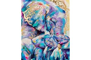 TISHIRON Peinture par Numéros pour Adultes, Adultes Peinture par Numéro éléphant, Mère et bébé éléphant Peinture par Numéros Kits Avec Pinceaux et Pigment Acrylique Sans Cadre 16X20 Pouces