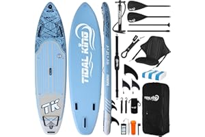 Tidal King 10'6 x 33/32 x 6 ISUP Inflatable Stand Up Paddle Board - Extra Wide for Added Stability, Adjustable Kayak Paddle & Seat, Bag, Phone Case & 2 Years Warranty