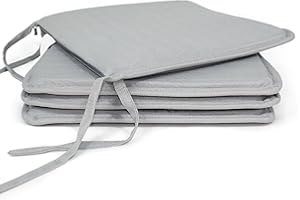 MANEMI Pack 4 Cojines para Silla 40x40x2cm - Cojín Decorativo con Textura de Bambú para Silla, Sofá o Comedor - Juego de Cojines de Asiento Estilo Rústico y Transpirable con Cintas de Sujeción,