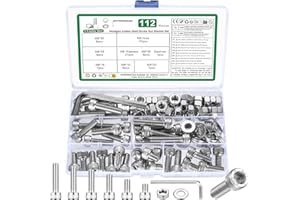 YOUYIDUN 112 Pcs M8 Nuts and Bolts Set, Hex Socket Head Cap Screws Bolts and Nuts Set, DIN912 Assorted bolts and nuts and Washers Assortment, Machine screws set, Hex Socket Cap Head screws bolt