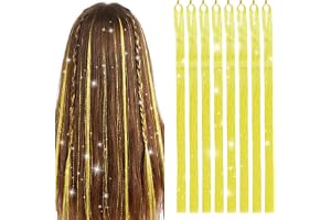 8-pack Glitter för Hår till Barn, 120 cm Guld Glittrande Hårslingor Fairy Hair Tinsel, Glänsande Accessoarer för Fest, Festiv