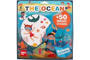 APLI Kids 19375 - Juego de Pegatinas Removibles con Escenario para niños a Partir de 3 años, temática El océano