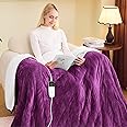 greenoak Heated Blanket Electric Twin 62"X84", Heating Blanket with 10 Heat Levels 1/2/4/6/8 Hours Auto-Off Overheat Protection, Flannel Sherpa Soft Warm Heater, ETL Certified Taro Purple