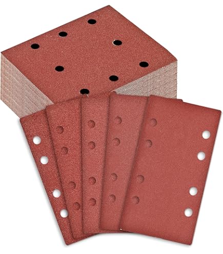 VGOL 50 Pieces 8 Holes Pre-Punched Sanding Sheets 115 x 115 mm 40 60 80