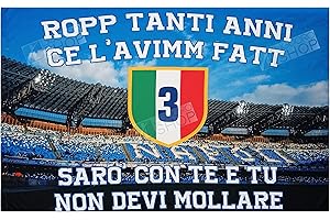 LIGUORO SHOP Bandiera Del Napoli "Sarò Con Te E Tu Non Devi Mollare" 3° Scudetto Cm 100x150 Calcio Campione D'Italia Tricolore