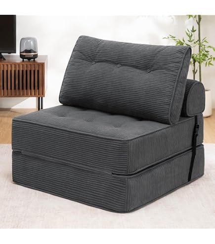 ANONER Klapp-Sofa-Bett In Hellgrau – Mit Memory-Schaum, Wandelbar Als Sessel, Bodenliege & Schlafmatratze Für Wohn- & Schlafzimmer