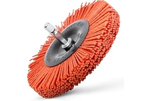 S&R Nylon - Disc Brush/Wire Brush Drill Bit 100 mm, hexagonal shaft 1/4' (6.35 mm) with AGGRESSIVE-NYLON-WIRE for cleaning and polishing wood and metal