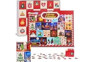 ‎GLEAMKID Gleamkid Puzzle Adventskalender 2024, 24 Teile 1000 Teile Puzzles Countdown bis Weihnachten, Weihnachtsgeschenke für Kinder und Erwachsene, Hausdekoration