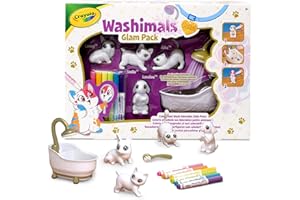 CRAYOLA Washimals Pets - Set Attività Colora Lava Ricolora con Cuccioli con Vasca da Bagno Funzionante, Cagnolini e Gattini, Ideale da Regalare, Età Consigliata: da 3 Anni