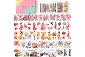 NOTIONSLAND 4 Rolls ästhetisches Washi Tape Set, PET Washi Tape, Multi-Muster dekoratives Washi Tape für Journaling, Bullet Journals, Planer, Kunst für Handwerk