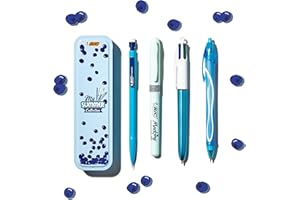 BIC Summer Blue Box: Długopis żelowy (0,7 mm), ołówek mechaniczny, długopis 4 kolory (1,00 mm), zakreślacz - niebieski, zestaw 4 szt
