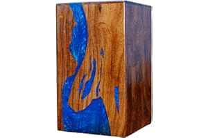 EMPORIUM CRAFTS Beste Urne für menschliche Asche, große Holzurne für Einäscherung, Erwachsenen-Urnenbox für Asche, personalisierte Holzurne für Beerdigung, Holzkiste (blauer Rasin, Andenken hält bis zu 152 m³)