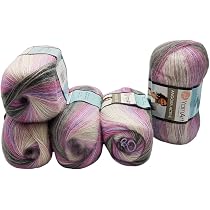 Ilkadim Angora Active Strickwolle, 5x100 G, Farbverlauf Schwarz-grau – Mit 25% Mohair, 500 G Gesamt