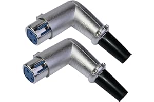 Aerzetix - C53519 - Set di 2 spine/connettori/prese microfono XLR femmina angolato 90° 3 pin - con manicotto di protezione cavo/anti-piega