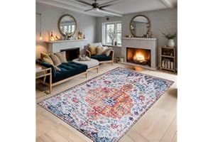 Uryedo Area Rugs Living Room Bedroom Kitchen Coloured Boho Rug Easy Care Medium Pile- Large Rug Vintage Rug Blue Teal Rug… (Boho, 120×180 CM)