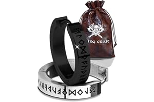 VIKING CRAFT Wikinger Ohrringe Männer Edelstahl - Herren Ohrringe mit Runen - Wikinger Schmuck, Wikinger Deko, Keltische Ohrringe Earring, Vikings Fanartikel, Wikinger Geschenke