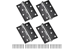 HATANSE 4 Stück Edelstahl Türscharnier Schwarz 10cm Groß Schwerlast Scharniere Verstellbar Möbel Beschläge mit Schrauben für Holztür Gartentor Aussen