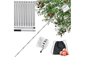 Jiahuade Zbieracz do owoców z bawełnianym woreczkiem, do zbierania owoców, do wiśni, śliwek, owoców z trzonkiem teleskopowym (4,2 m)