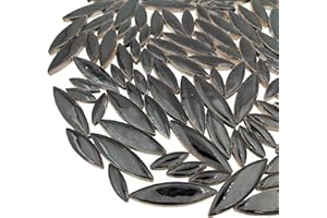 YOZIEMQ 500 g Weidenblatt-Blütenblatt-Form, Keramik-Mosaik, unregelmäßige Mosaikstücke für Heimdekoration oder Bastelarbeiten, Mosaikherstellungszubehör (schwarz)