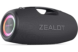 Zealot Altavoz Bluetooth Grande 120W con Luz LED, Altavoz Exterior Inalámbrico, Autonomía de 40 Horas, Bluetooth 5.2 y IPX6 Impermeable, Sonido Estéreo para Fiesta, Entrada USB/AUX/TF