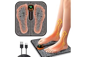 QUEATH EMS Appareil de massage électrique pour les pieds, tapis de massage intelligent des pieds, portable rechargeable par USB, masseur de pieds électrique, 8 modes, 19 fréquences réglables