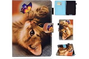 Bspring Etui na 6,8" Kindle Paperwhite (czytnik e-booków 11. generacji-2021) i Kindle Paperwhite Signature Edition, lekka obudowa z automatycznym budzeniem/uśpieniem, kot