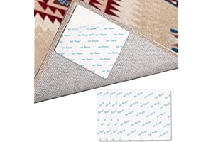 JUNE TECH Rug Grippers, 4 Pieces Anti Slip Rug Grips, Rug Stickers for Wooden and Hard Floors, Washable Carpet Tape Reusable Rug Anti Slip Pads, White Square 10 x 10 cm