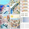 Lxmsja 4 Pack Framed Paint by Numbers for Adults Beginner, Landscape Painting by Numbers Kit for Adults Canvas Kits, Easy DIY Acrylic Drawing Painting Kit Gift for Home Wall Decor, 8x12inch