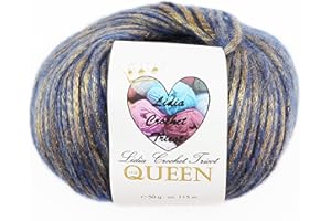 LIDIA CROCHET TRICOT The Queen- hilo de lana fantasía, lana merino, hilo de lana brillante, hilo de tejer, hilo de ganchillo (50 gr/ovillo ; 16 colores) (empresa española/envío desde España) (03)