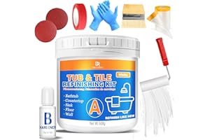DECORROM Peinture pour baignoire blanche 500 g, kit de rénovation de baignoire pour lavabos, peinture pour carrelage de salle de bain, receveurs de douche, résistante à l'eau et aux rayures avec outils