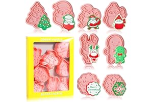 ARDFFA 8 Pezzi Formine Biscotti Natale con Stampi 3D, Tagliapasta per Biscotti Decorazione Torta, Stampi Biscotti Natalizi Plastica Include Babbo Natale & Albero - Ideale per Cucina con Bambini e Festività