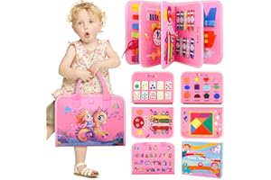 DEVOLAMN Busy Board Montessori – Jouet sensoriel Montessori – Planche d'activités pour l'apprentissage de la motricité fine – Jouets de voyage pour tout-petits – Jouets éducatifs préscolaires pour filles et
