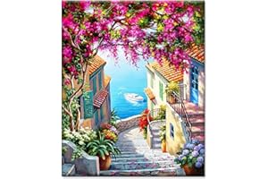 YALKIN Paint by Numbers for Adults Kits, Sea View Painting by Number Kits On Canvas,Without Frame DIY Color Oil Painting Paints,Home Wall Decor 16x20in/40x50cm