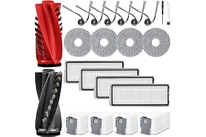‎ALLOYTOOL 22 Stück Zubehör für Roborock Qrevo Curv/Qrevo Curv S5X / Qrevo Edge/Qrevo S5V Saugroboter, 2 Hauptbürste 4 Staubbeutel 4 Wischtücher 4 Filter 6 Seitenbürsten 1 Reinigungsbürste 1 Schraubendreher