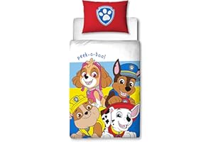 CHARACTER WORLD Paw Patrol Official Pupster Design Toddler Cot Bed Duvet Cover Set | Reversible 2 Sided Bedding Duvet Cover Including Matching Pillow Case, Polycotton, Junior