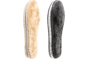 LARGERED 2 Pairs Genuine Sheepskin Insoles, Furry Lamb Thick Shoe Insoles for Women Men, Soft Cosy Fluffy Wool Replacment Insole for Slippers Wellies Clog Work Boots, Shearling Insoles